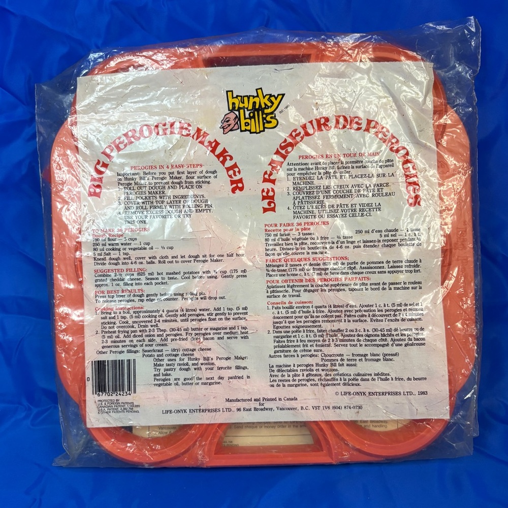 Big Perogie Maker with Original Packaging by Hunky Bills Vintage 80s